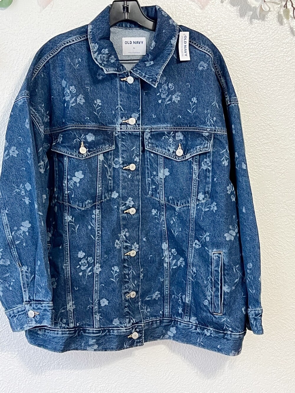 LAST PRICE DROP NEW Old Navy Floral Oversized Denim Jacket $15 IS FIRM & FINAL - Picture 4 of 10